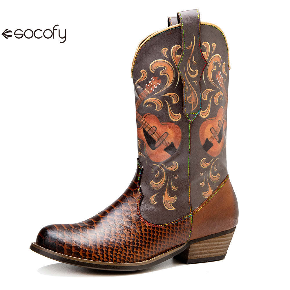 Socofy Autumn Winter Guitar Bass Instrument Women's Boots