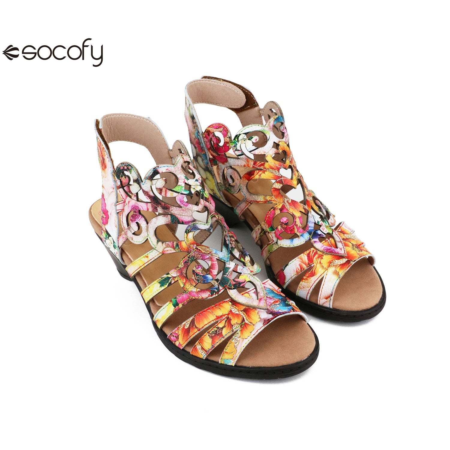 Socofy Vicconfy Summer Slim High Heel Sheepskin Women's Fashion Sandals