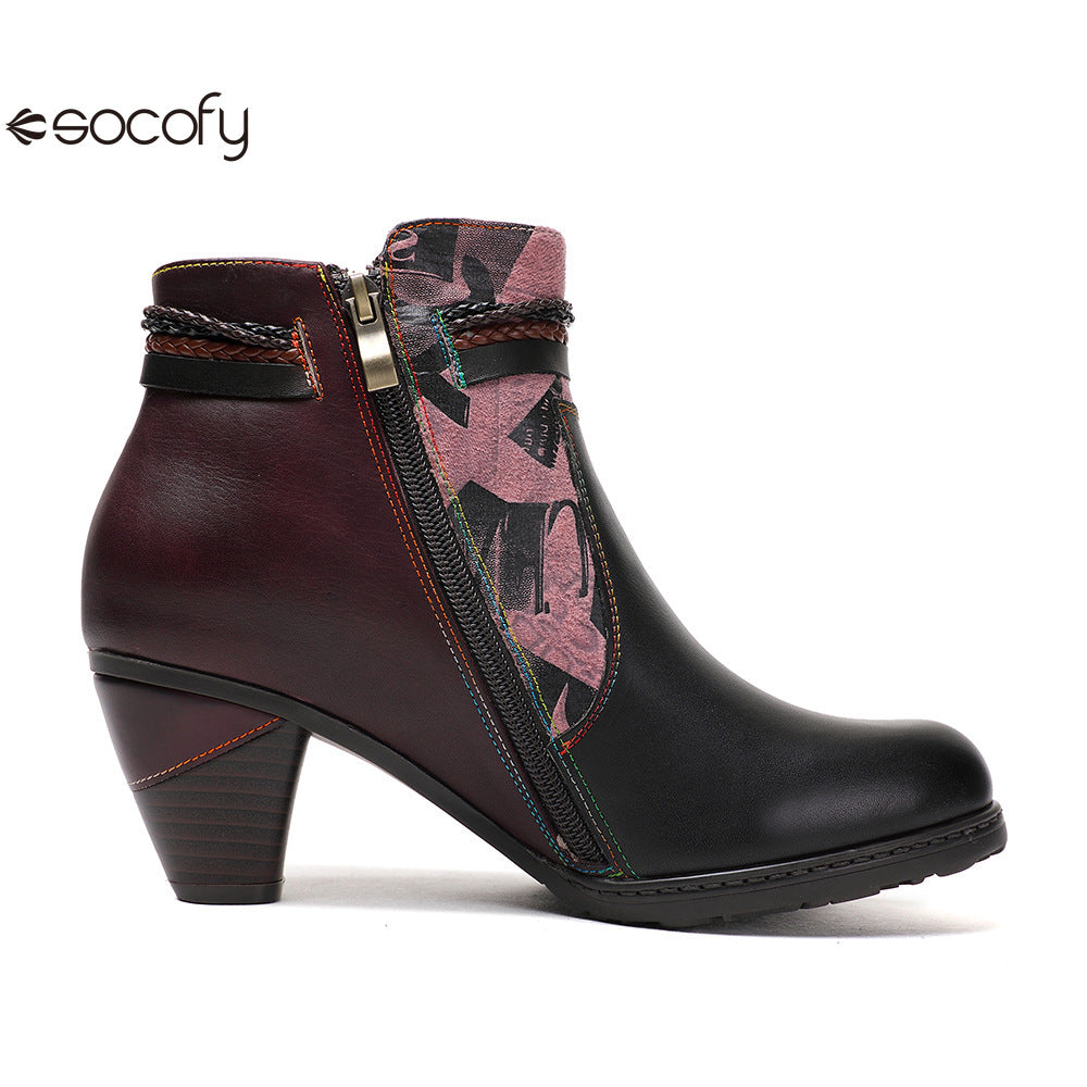 Socofy Vicconfy Head Cowhide Handmade Boots