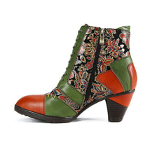 Socofy Genuine Leather Ethnic Vintage Women's Boots