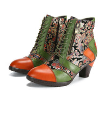 Socofy Genuine Leather Ethnic Vintage Women's Boots