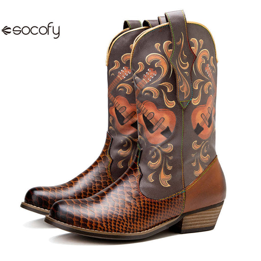 Socofy Autumn Winter Guitar Bass Instrument Women's Boots 1000