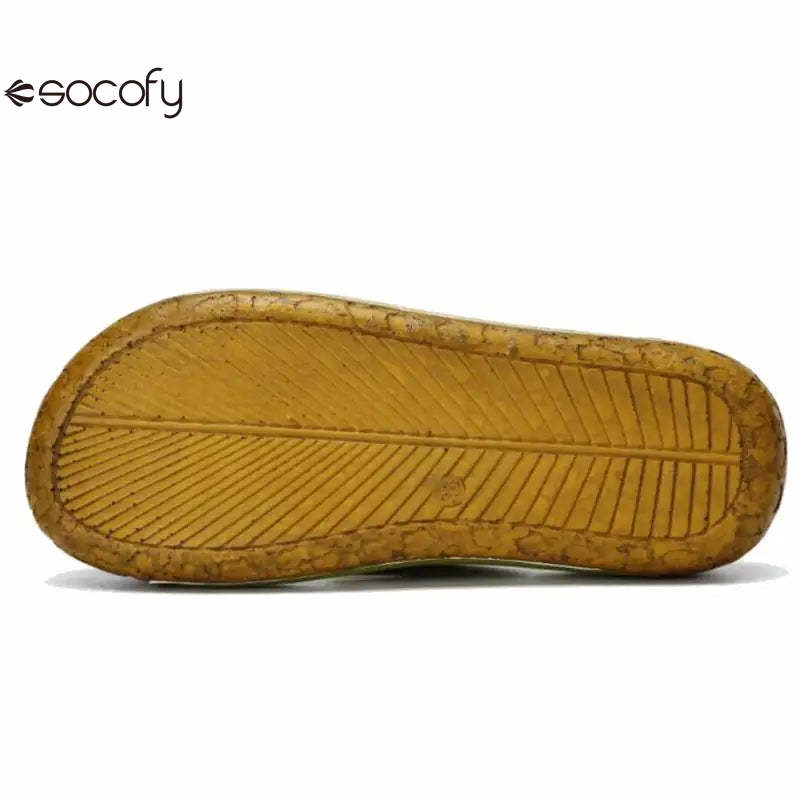 Socofy Flower Genuine Leathe Handmade Slides Flip Flop Women Slippers