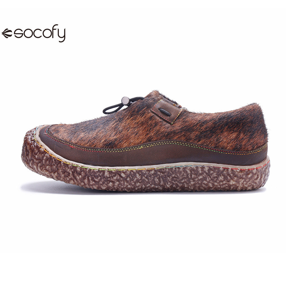 Socofy Vicconfy Genuine Leather Retro Comfort Casual Loafers