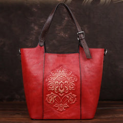 Socofy Vintage Style Luxury Handbags Genuine Cowhide Handmade Embossing Women's Shoulder Bags