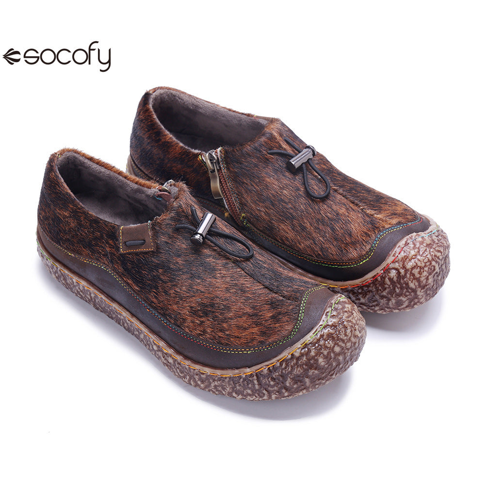 Socofy Vicconfy Genuine Leather Retro Comfort Casual Loafers