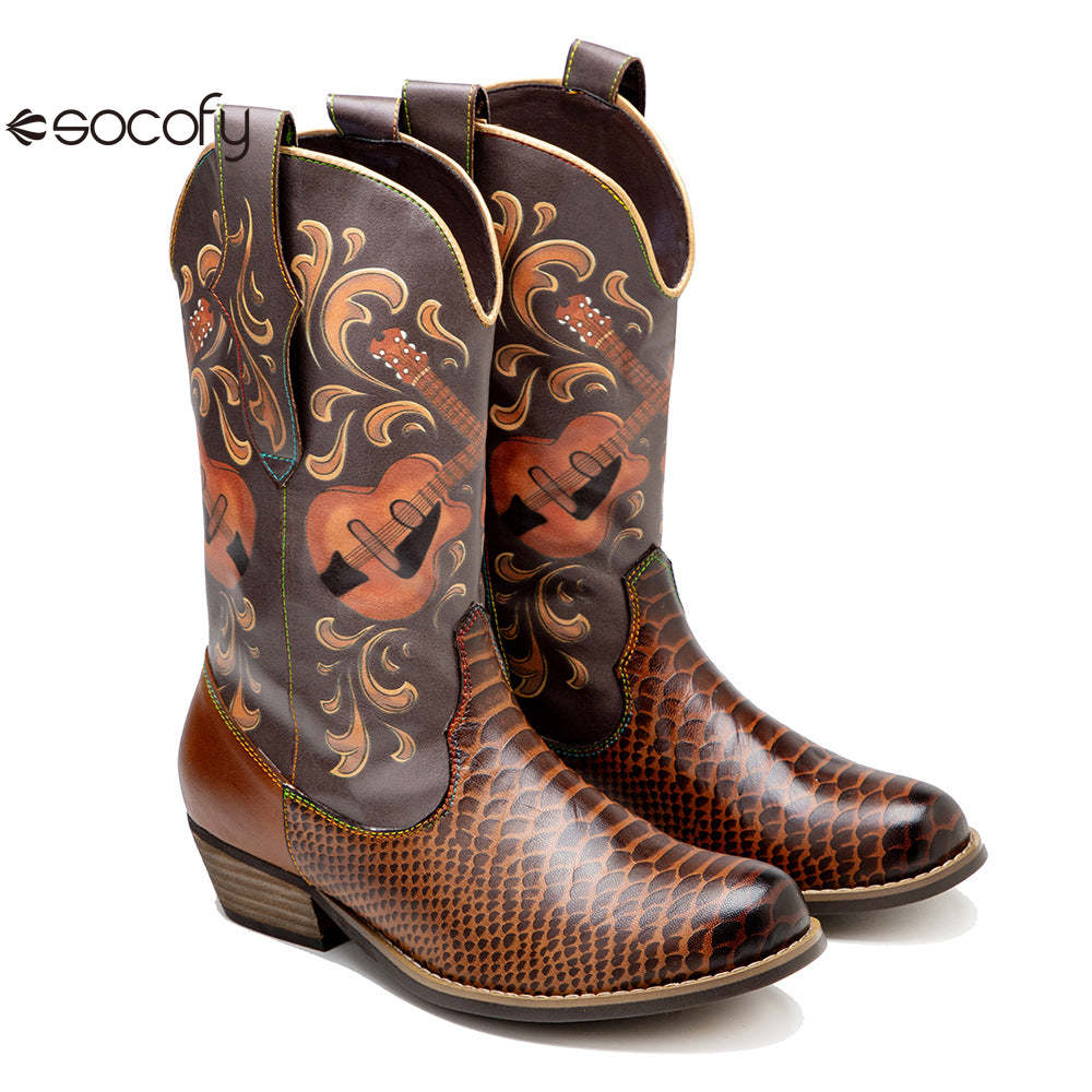 Socofy Autumn Winter Guitar Bass Instrument Women's Boots