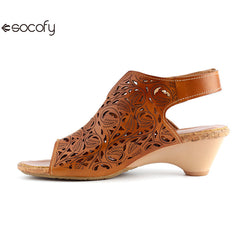 Socofy Vicconfy Vintage Cutout Handmade Women's Sandals