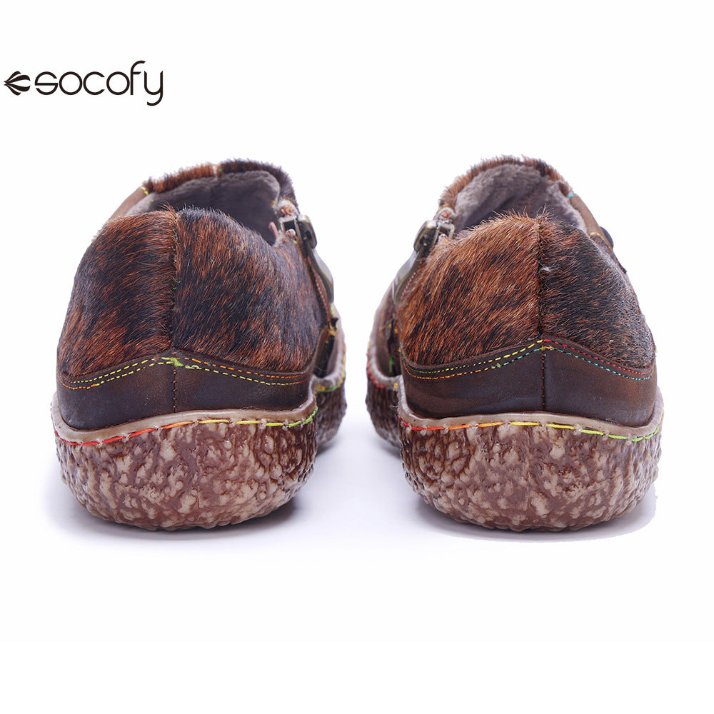 Socofy Vicconfy Genuine Leather Retro Comfort Casual Loafers