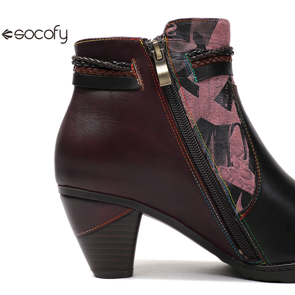 Socofy Vicconfy Head Cowhide Handmade Boots