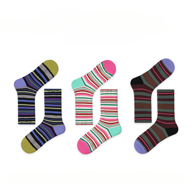 Socofy Vintage Style Mid-Calf Cotton Warm Socks 3 pairs