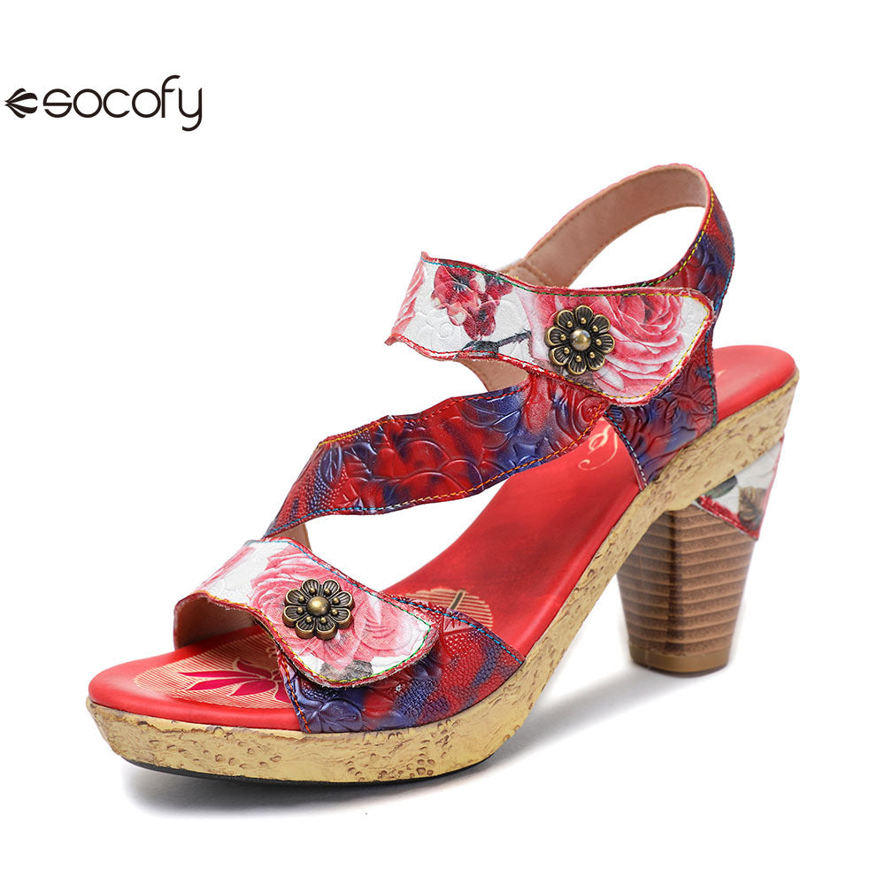 Socofy Vicconfy Vintage Rose Women's Shoes Sandals