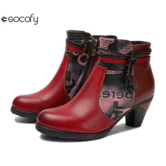 Socofy Vicconfy Head Cowhide Handmade Boots