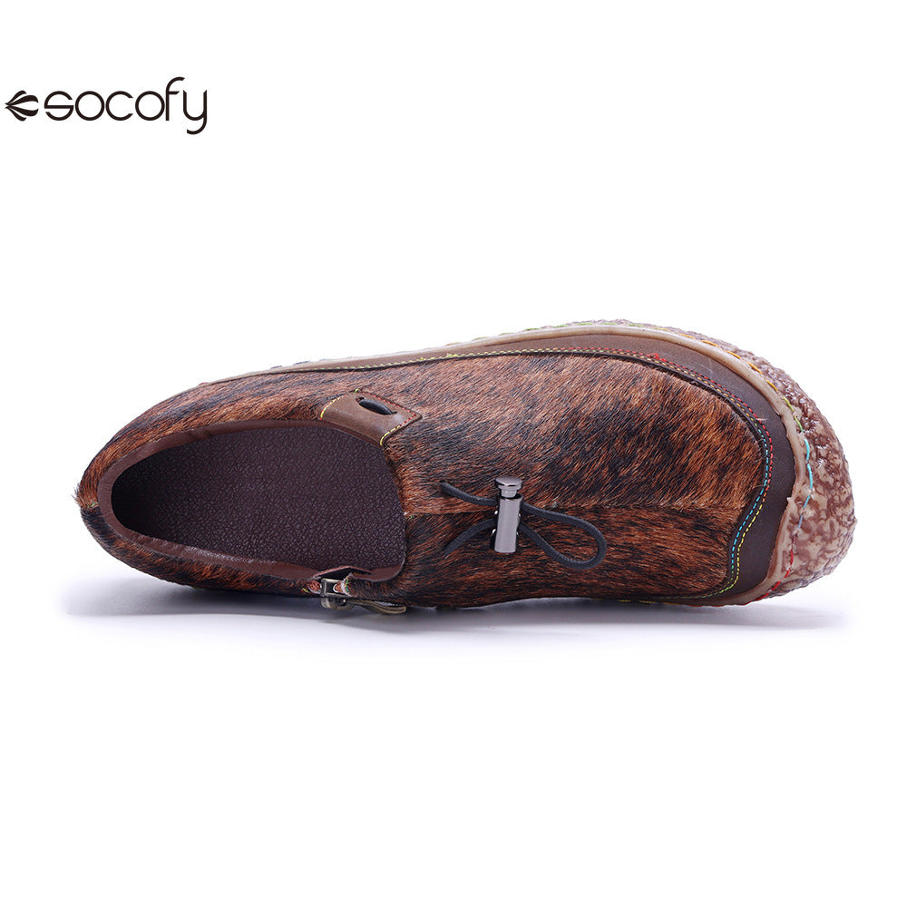 Socofy Vicconfy Genuine Leather Retro Comfort Casual Loafers