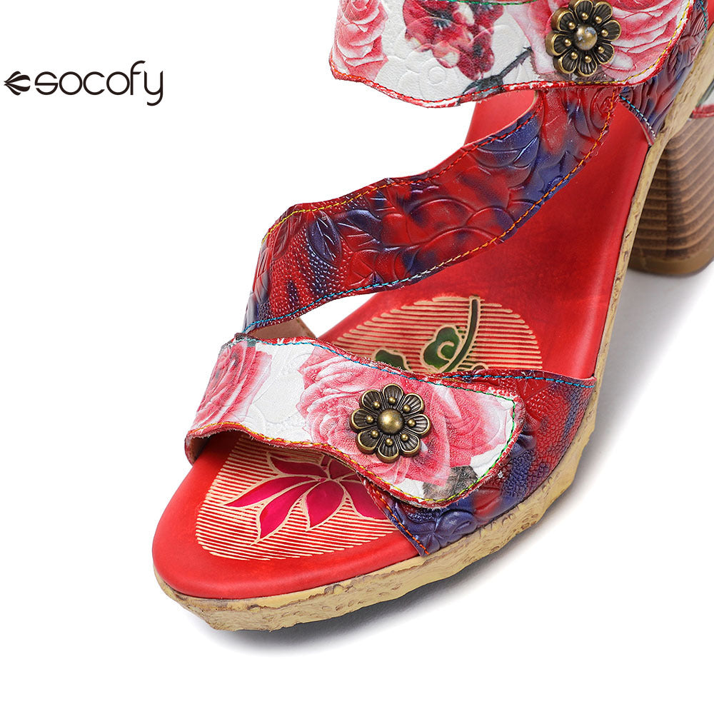 Socofy Vicconfy Vintage Rose Women's Shoes Sandals