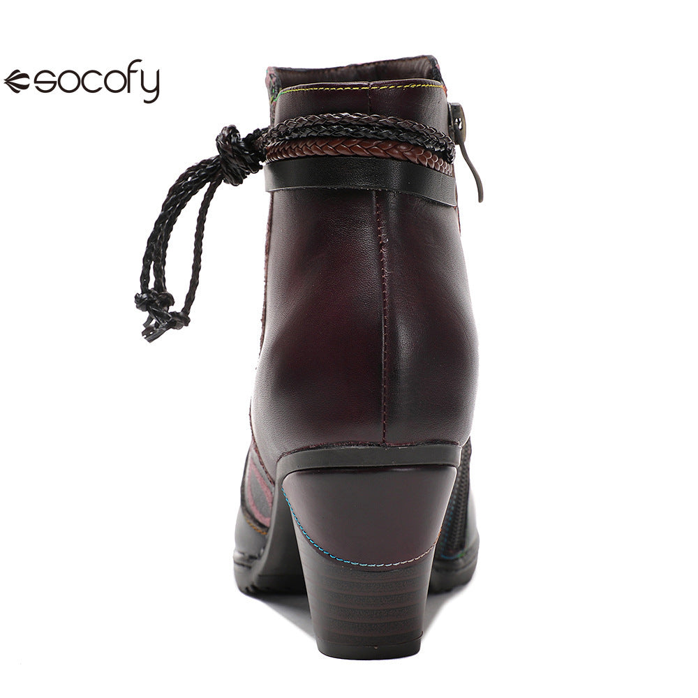 Socofy Vicconfy Head Cowhide Handmade Boots