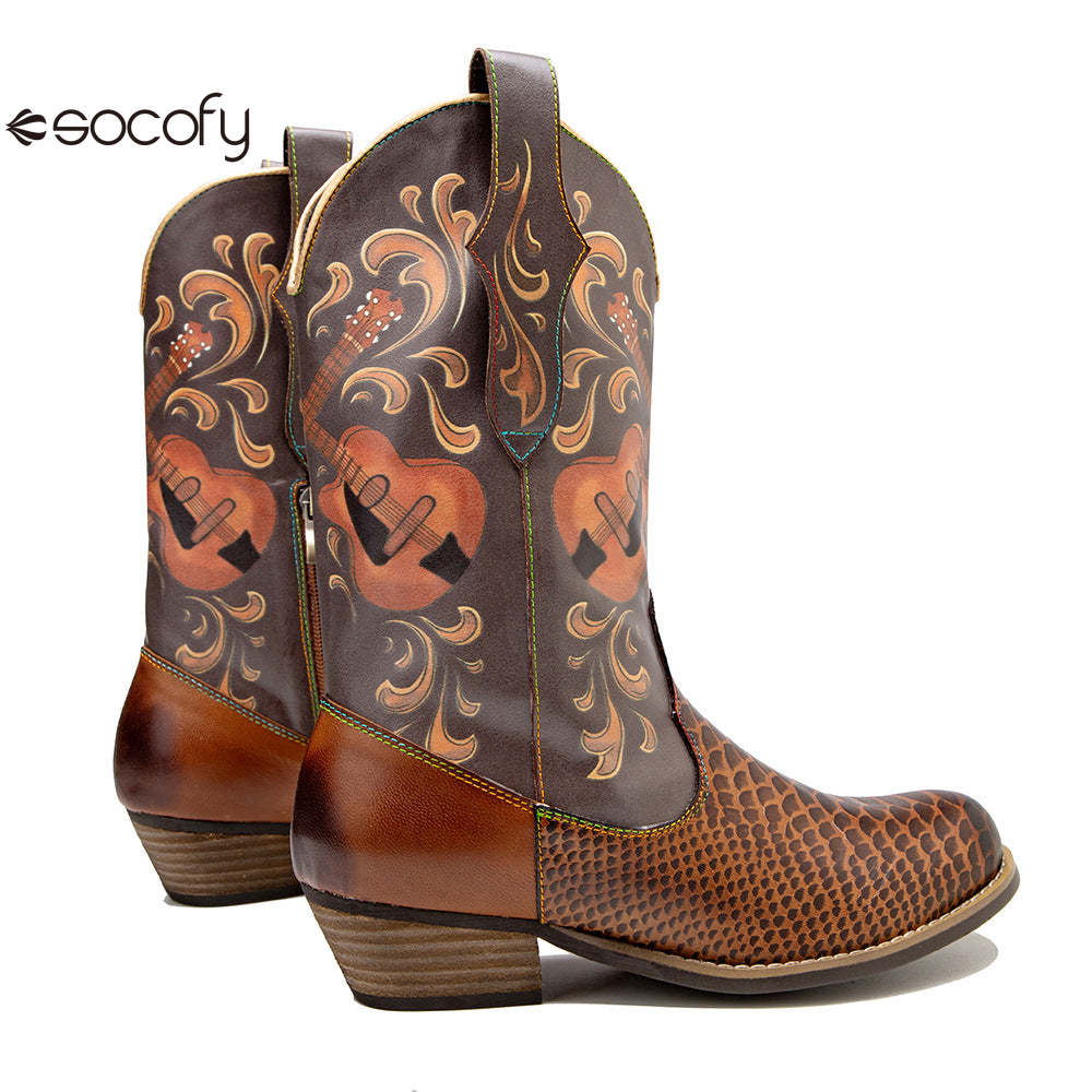 Socofy Autumn Winter Guitar Bass Instrument Women's Boots