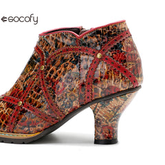 Socofy Vicconfy Handmade Studded Patchwork Heels