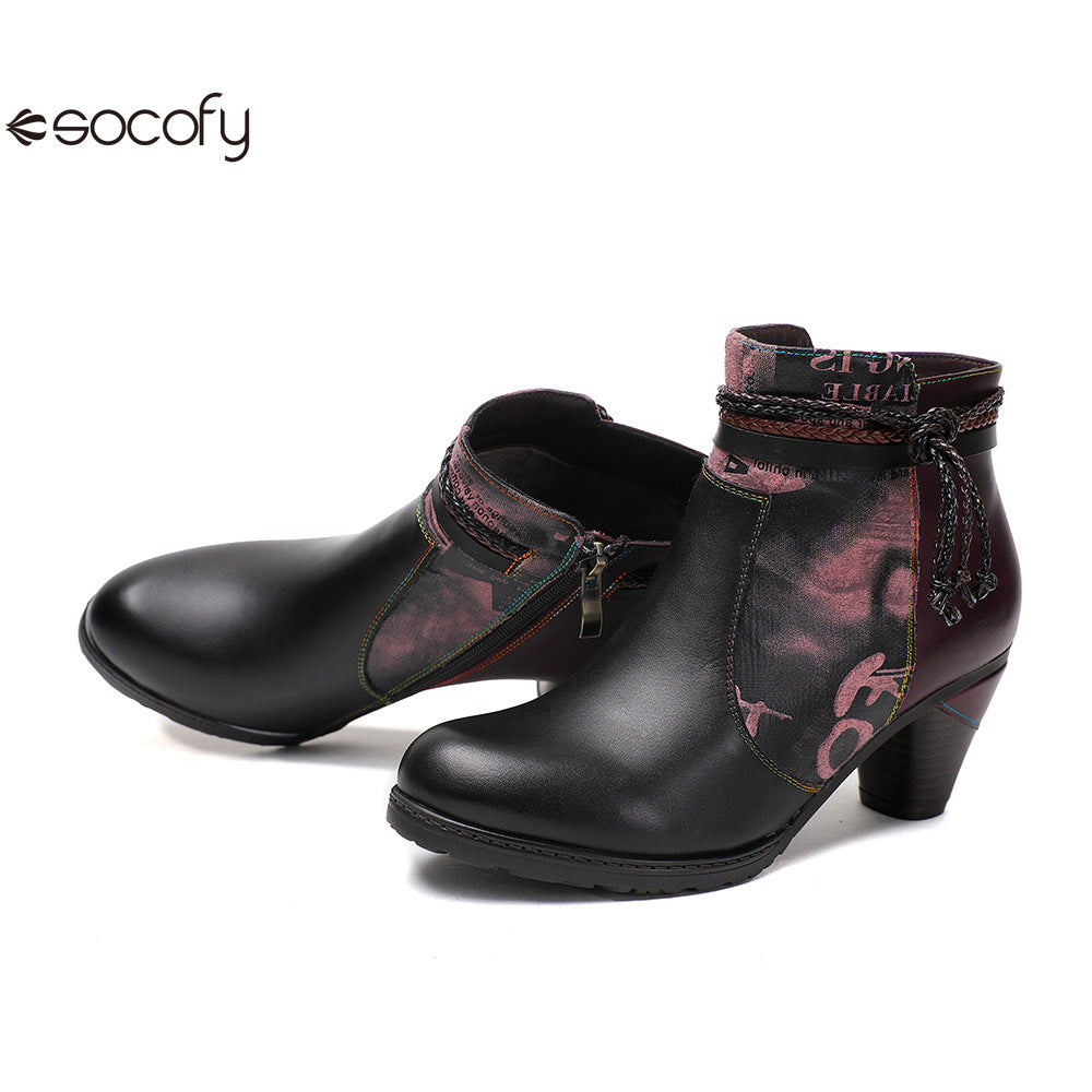 Socofy Vicconfy Head Cowhide Handmade Boots