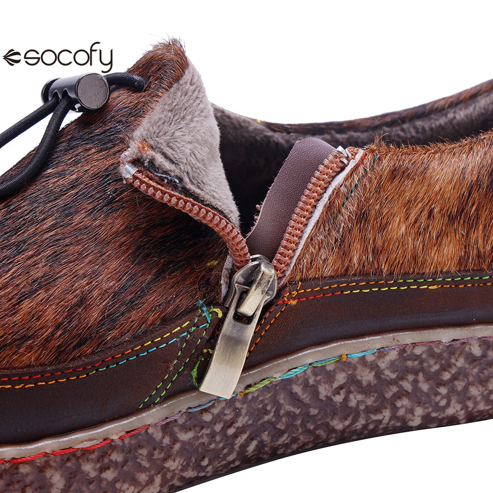 Socofy Vicconfy Genuine Leather Retro Comfort Casual Loafers