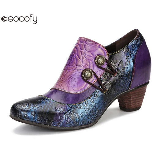 SOCOFY Genuine Leather Ethnic Style Pumps 800