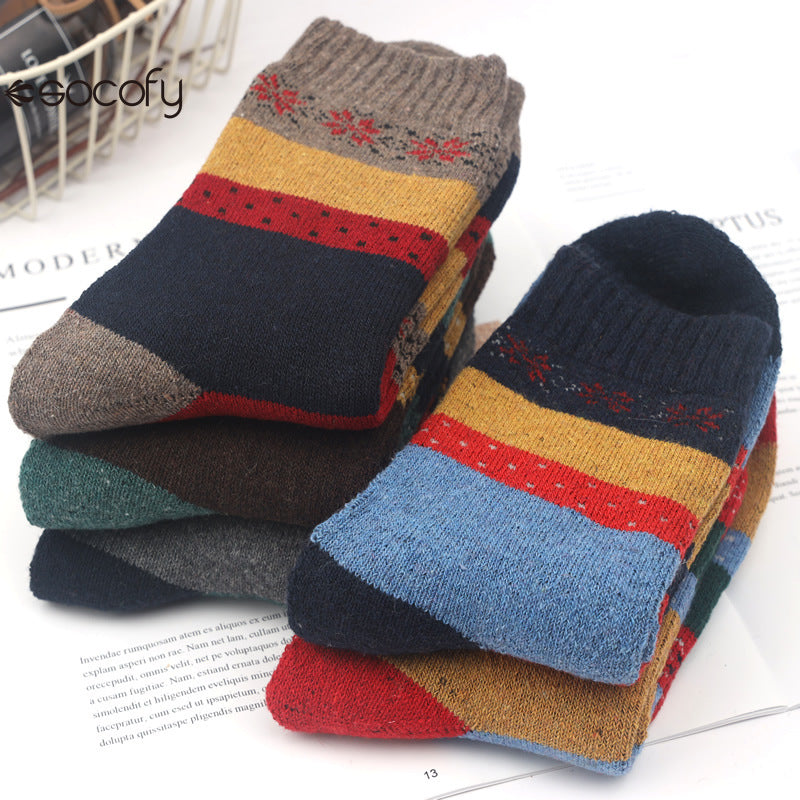 Socofy Vicconfy Thickened warm ethnic style retro wool socks