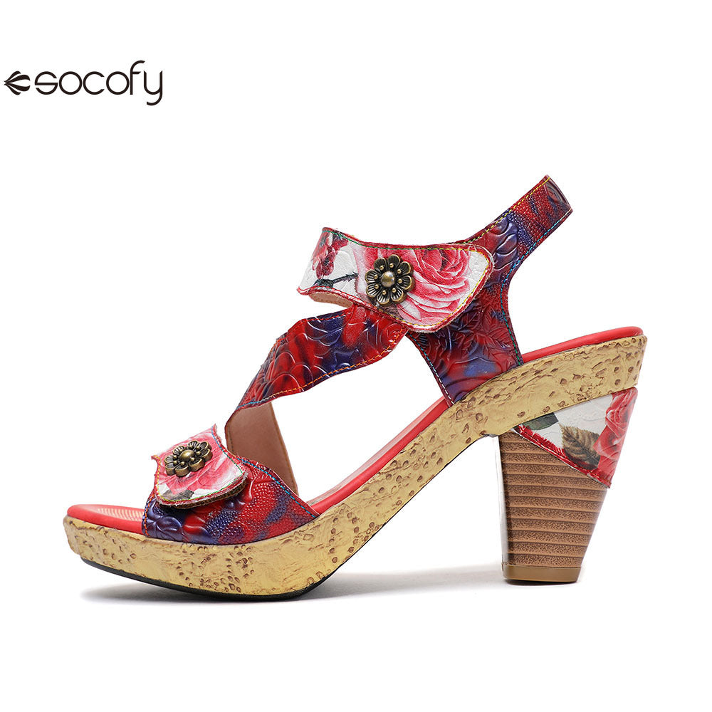 Socofy Vicconfy Vintage Rose Women's Shoes Sandals