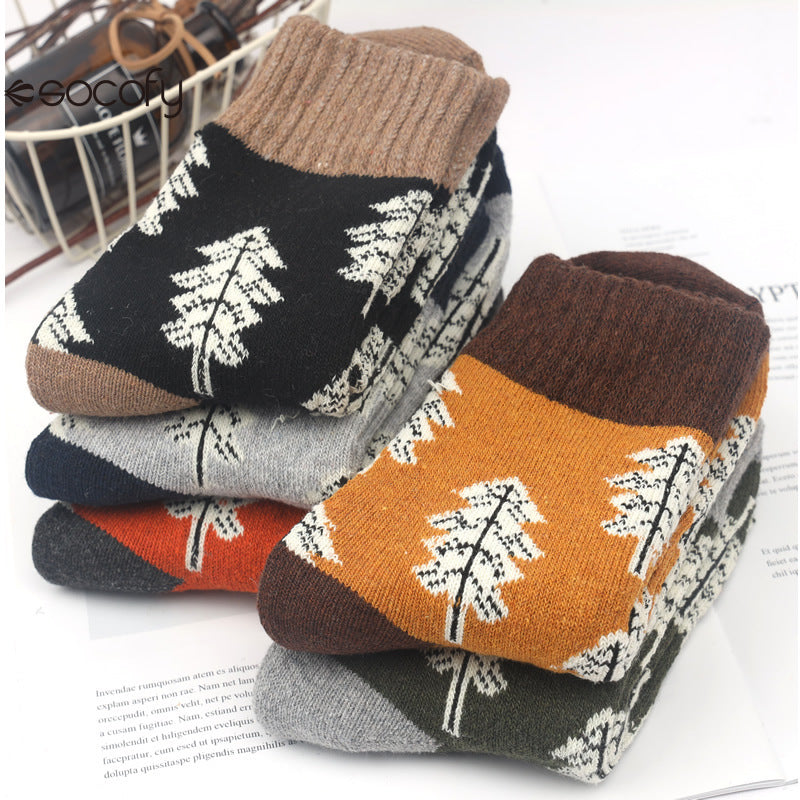 Socofy Vicconfy Thickened warm ethnic style retro wool socks