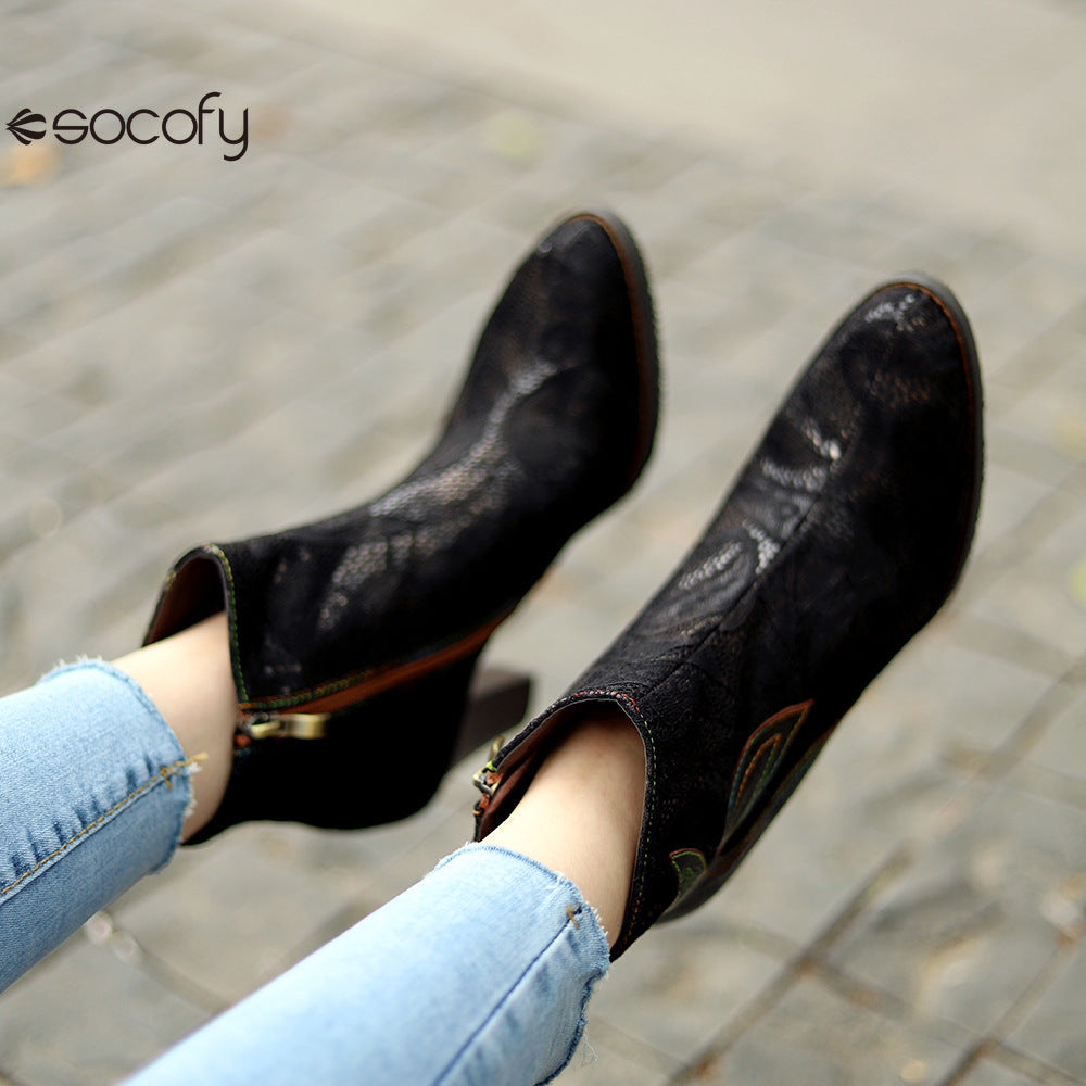 Socofy Vicconfy French Vintage Lace Boots