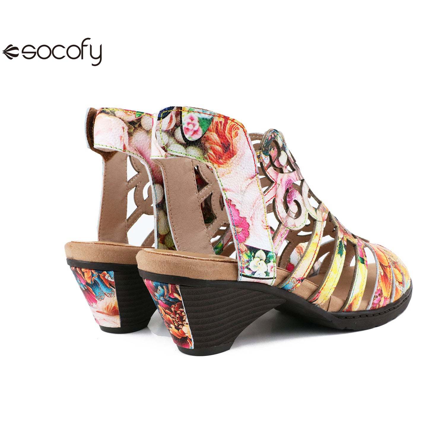 Socofy Vicconfy Summer Slim High Heel Sheepskin Women's Fashion Sandals