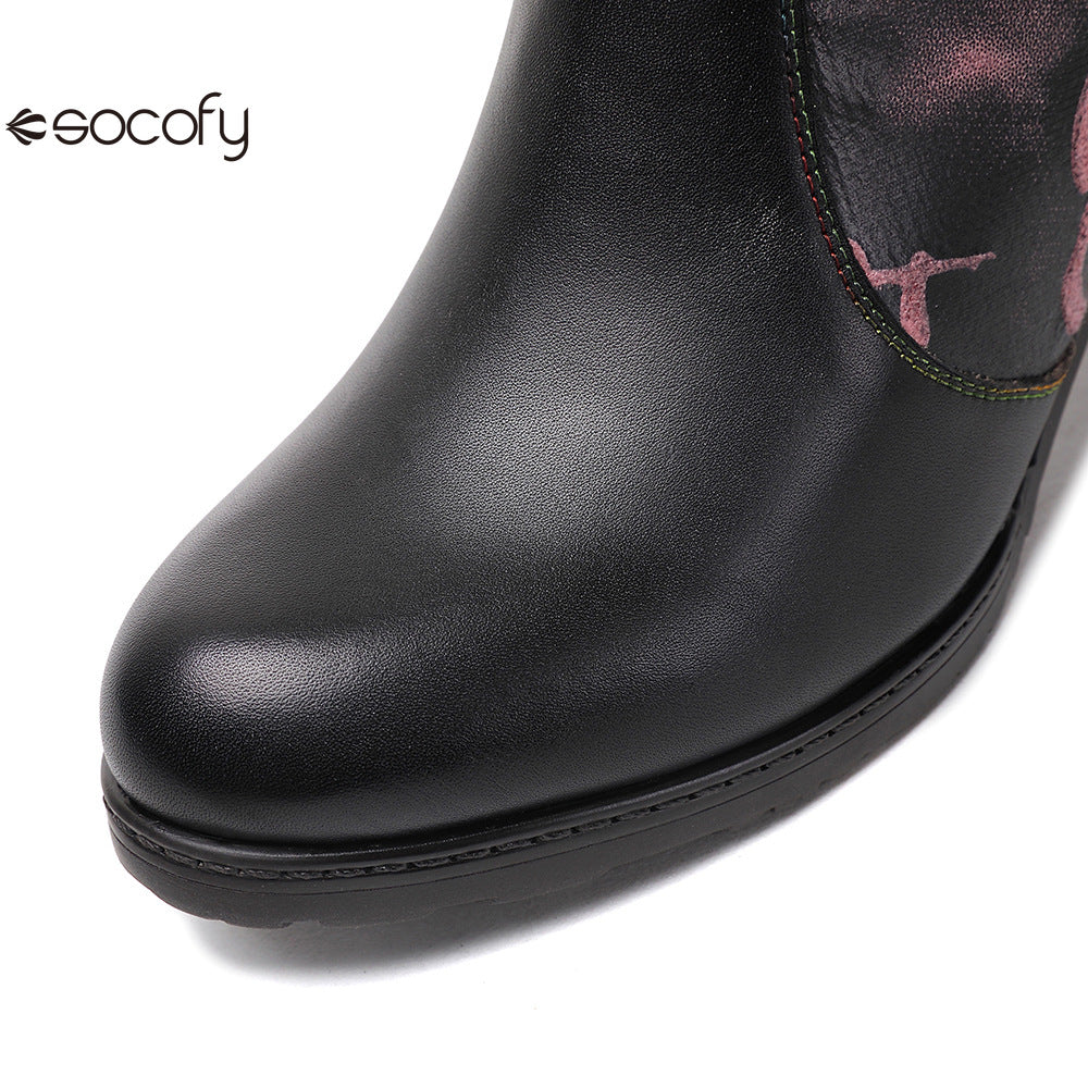 Socofy Vicconfy Head Cowhide Handmade Boots