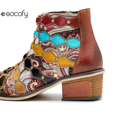 Socofy Vicconfy Vintage Handmade Romantic Exquisite Ankle Boots