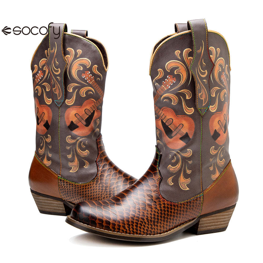 Socofy Autumn Winter Guitar Bass Instrument Women's Boots