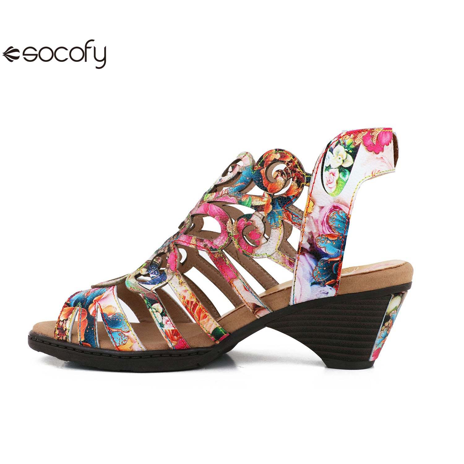 Socofy Vicconfy Summer Slim High Heel Sheepskin Women's Fashion Sandals