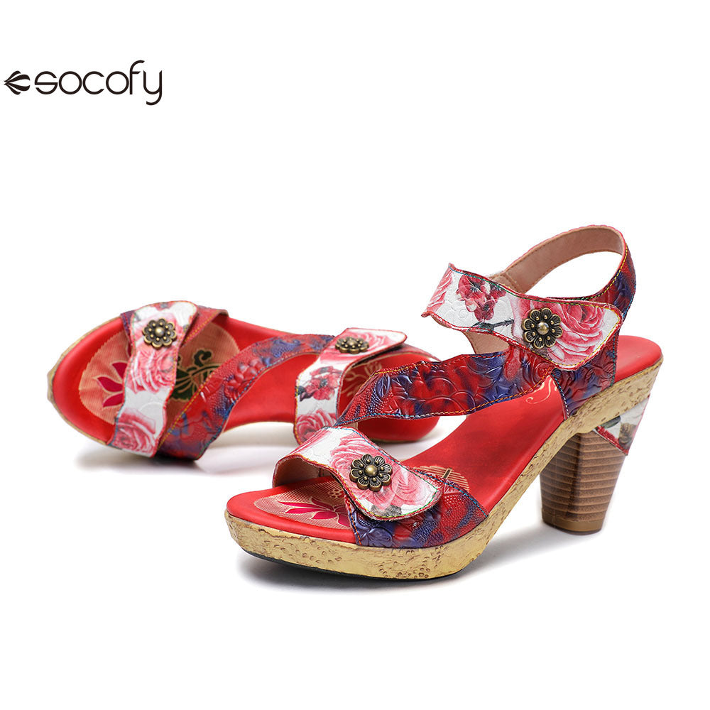 Socofy Vicconfy Vintage Rose Women's Shoes Sandals