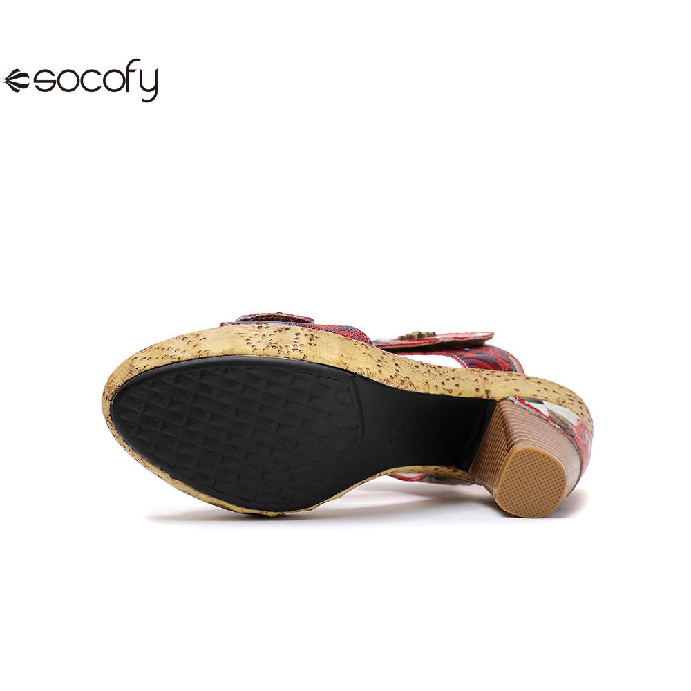 Socofy Vicconfy Vintage Rose Women's Shoes Sandals