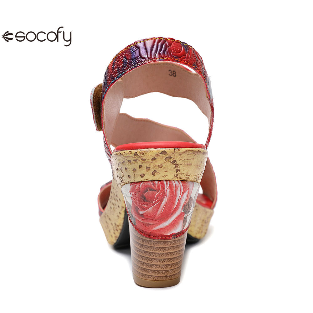 Socofy Vicconfy Vintage Rose Women's Shoes Sandals