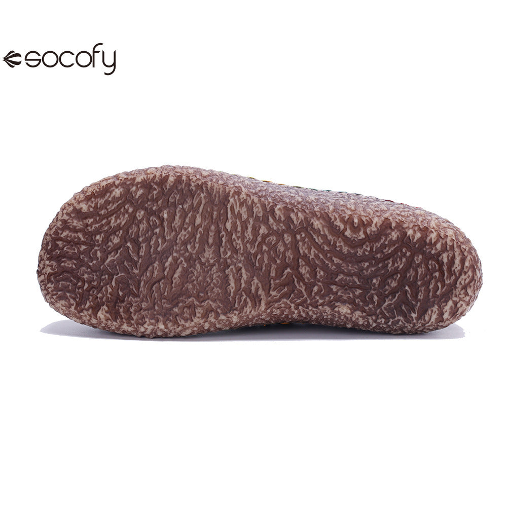 Socofy Vicconfy Genuine Leather Retro Comfort Casual Loafers