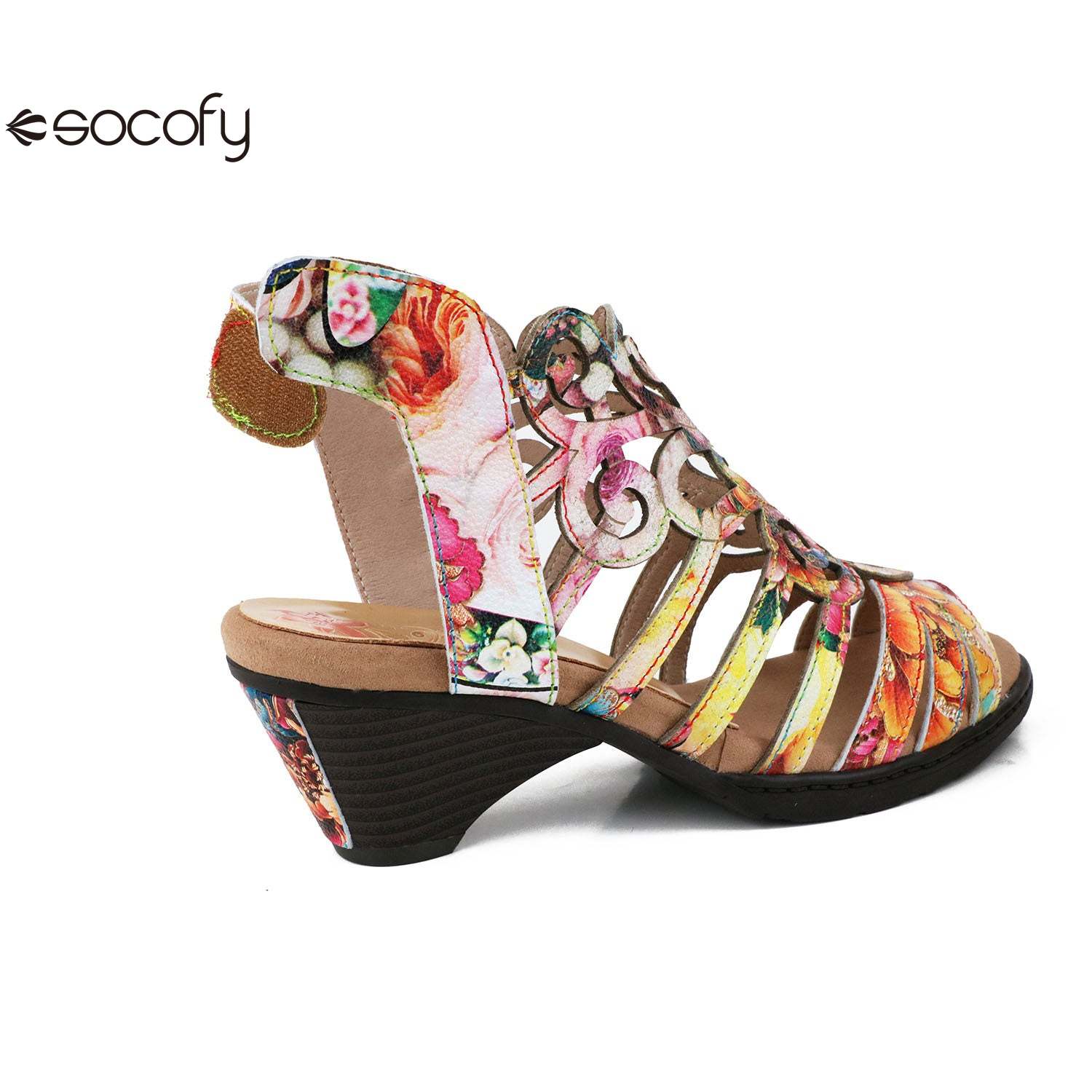 Socofy Vicconfy Summer Slim High Heel Sheepskin Women's Fashion Sandals