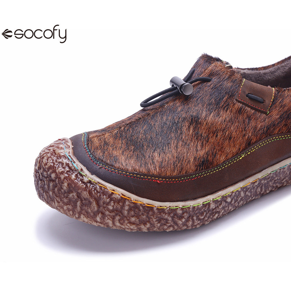 Socofy Vicconfy Genuine Leather Retro Comfort Casual Loafers