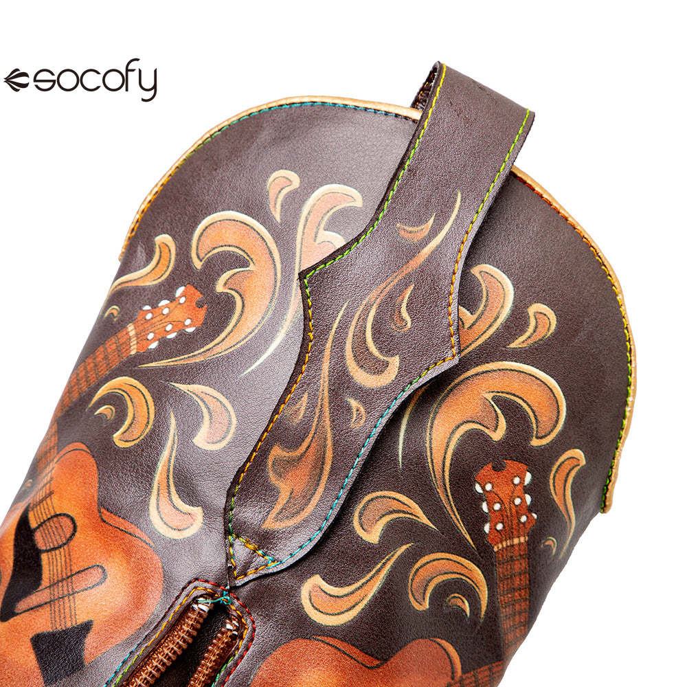 Socofy Autumn Winter Guitar Bass Instrument Women's Boots