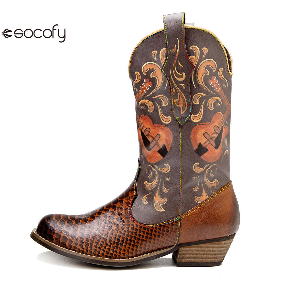 Socofy Autumn Winter Guitar Bass Instrument Women's Boots