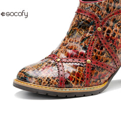 Socofy Vicconfy Handmade Studded Patchwork Heels