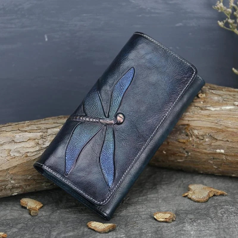 Socofy Women's Wallet Retro Cowhide Card Holder New Genuine Leather Long Ladies Purse Handmade Wallets Phone Bag