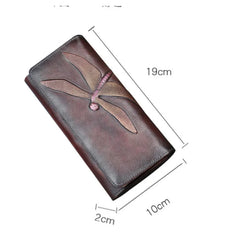 Socofy Women's Wallet Retro Cowhide Card Holder New Genuine Leather Long Ladies Purse Handmade Wallets Phone Bag