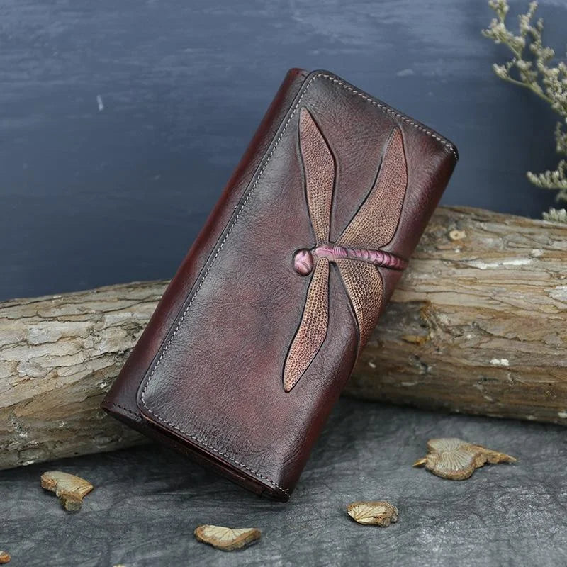 Socofy Women's Wallet Retro Cowhide Card Holder New Genuine Leather Long Ladies Purse Handmade Wallets Phone Bag