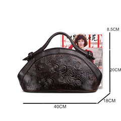 Socofy Women's Shoulder Bag Luxury Genuine Leather Handbag Female Oil Wax Cowhide Bag Ladies Retro Embossed Women Bag