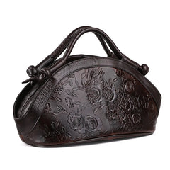 Socofy Women's Shoulder Bag Luxury Genuine Leather Handbag Female Oil Wax Cowhide Bag Ladies Retro Embossed Women Bag