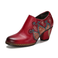 Socofy Vicconfy Ethnic Vintage Hand Painted Heels