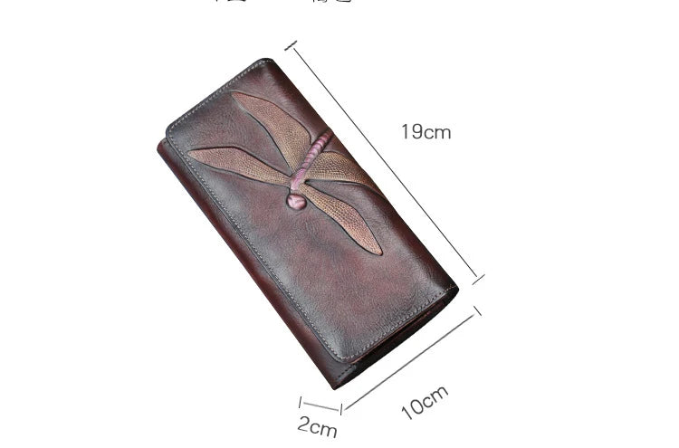 Socofy Women's Wallet Retro Cowhide Card Holder New Genuine Leather Long Ladies Purse Handmade Wallets Phone Bag